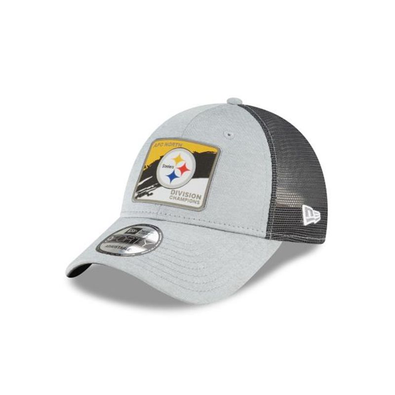 NFL Pittsburgh Steelers Division Champions Locker Room 9Forty Adjustable (KFY9187) - Grey New Era Caps